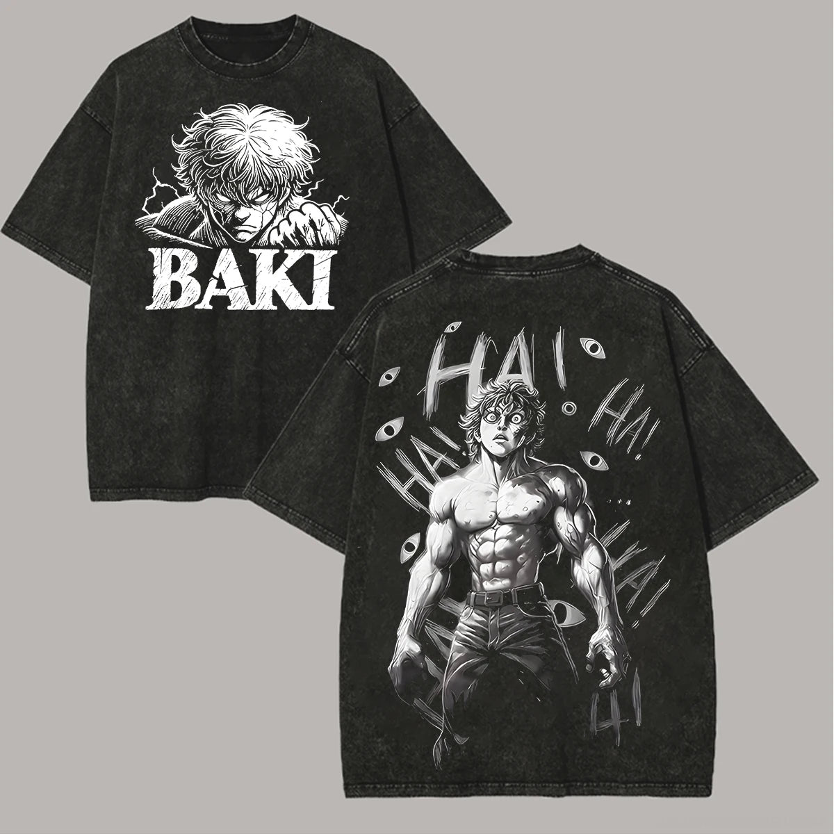 Baki Hanma hot product New Model Washed T-shirt personality Clothes Retro Fashion Streetwear Trendy Couples Classic high quality