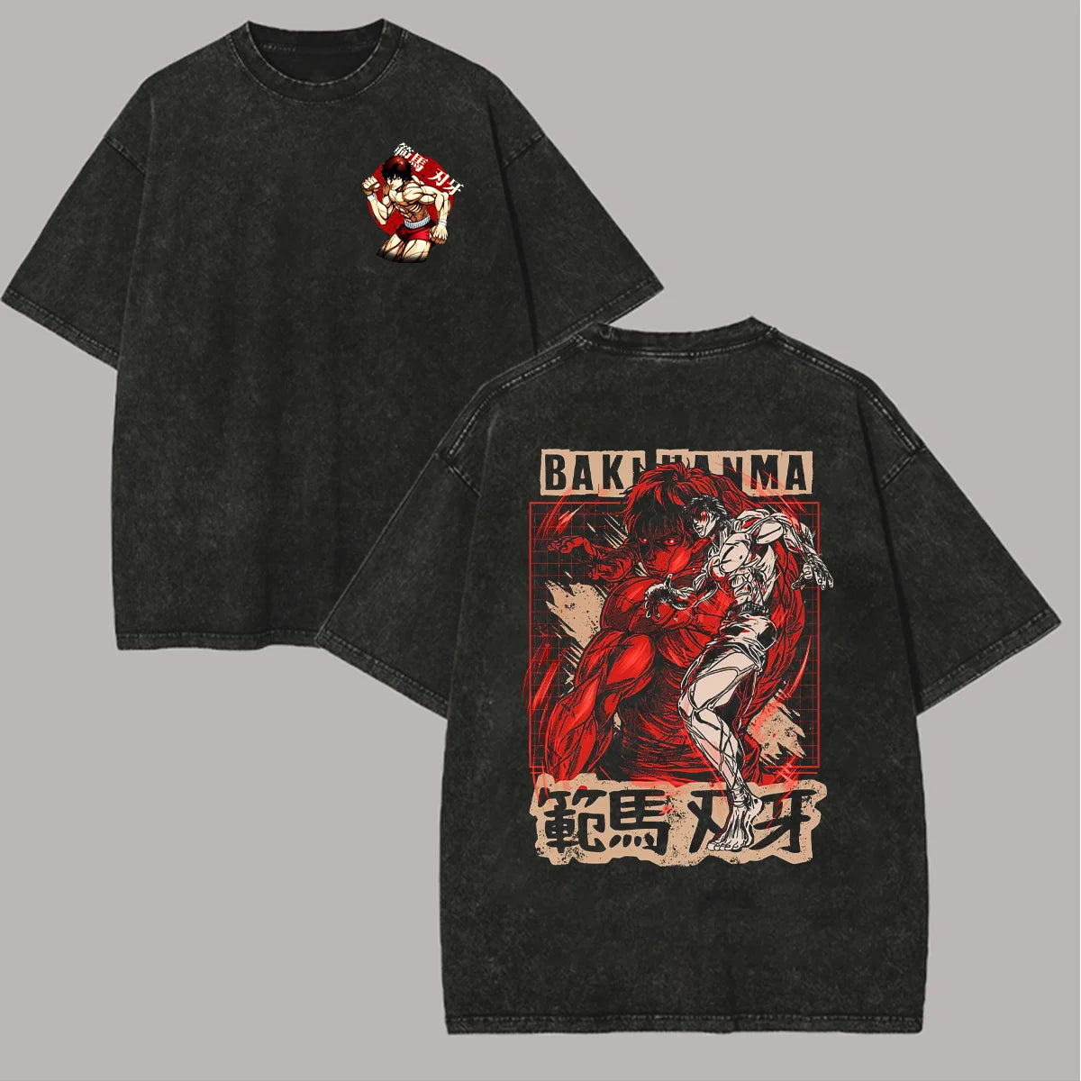 Baki Hanma hot product New Model Washed T-shirt personality Clothes Retro Fashion Streetwear Trendy Couples Classic high quality