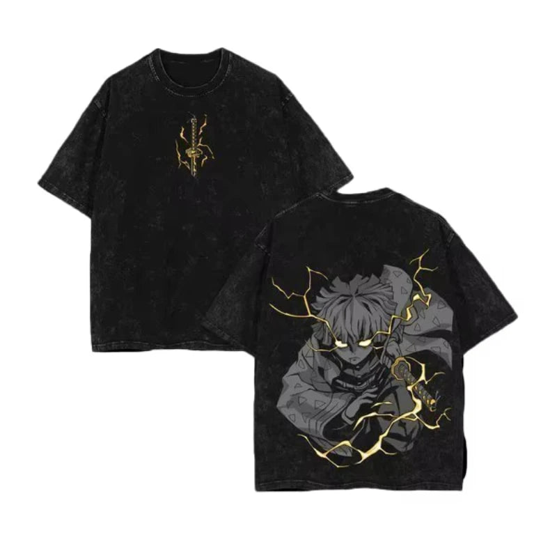 Demon Slayer Acid  Washed oversized T-Shirt