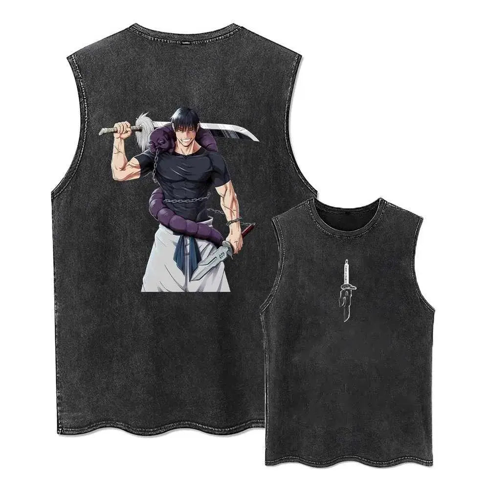 Jujutsu Kaisen Gym Vest Acid Washed Sleeveless Shirt