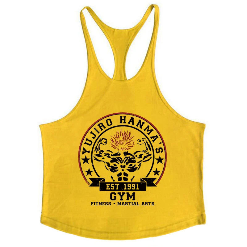 Baki Tank Tops Y-Back Vest Gym Muscle Training Athletic Workout Undershirt