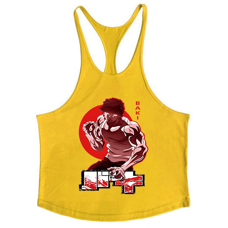 Baki Tank Tops Y-Back Vest Gym Muscle Training Athletic Workout Undershirt