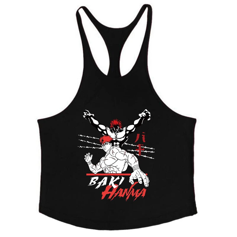 Baki Tank Tops Y-Back Vest Gym Muscle Training Athletic Workout Undershirt