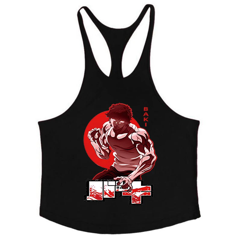 Baki Tank Tops Y-Back Vest Gym Muscle Training Athletic Workout Undershirt