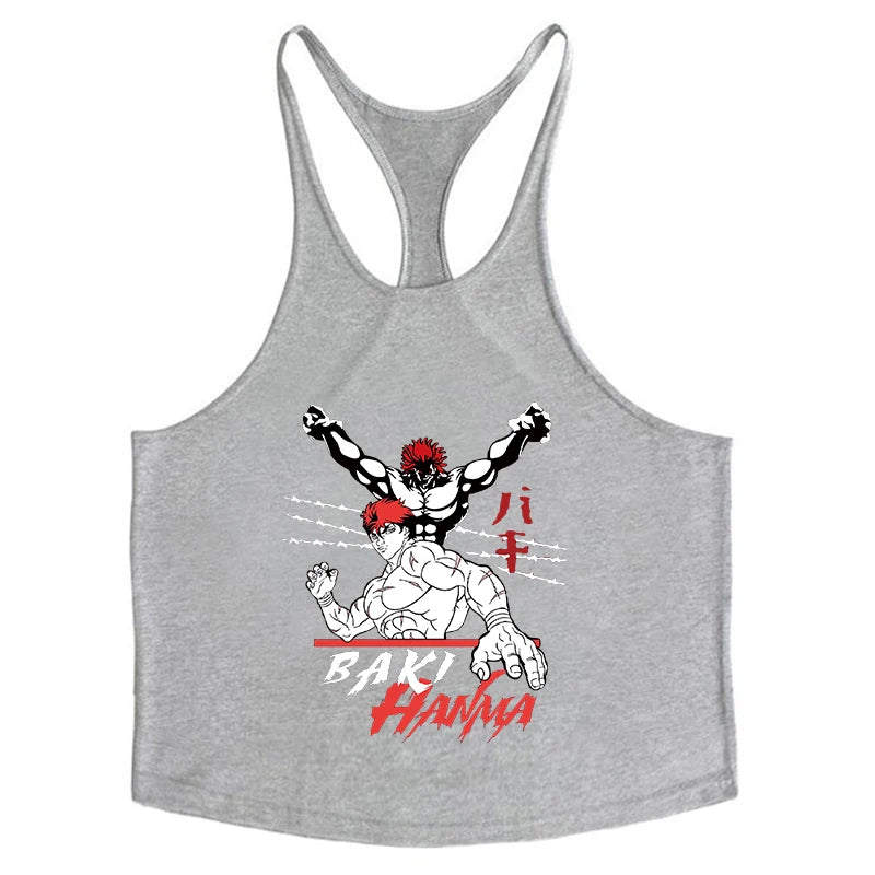 Baki Tank Tops Y-Back Vest Gym Muscle Training Athletic Workout Undershirt
