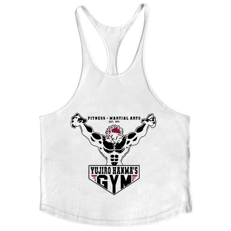 Baki Tank Tops Y-Back Vest Gym Muscle Training Athletic Workout Undershirt