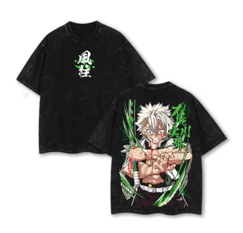 Demon Slayer Acid  Washed oversized T-Shirt