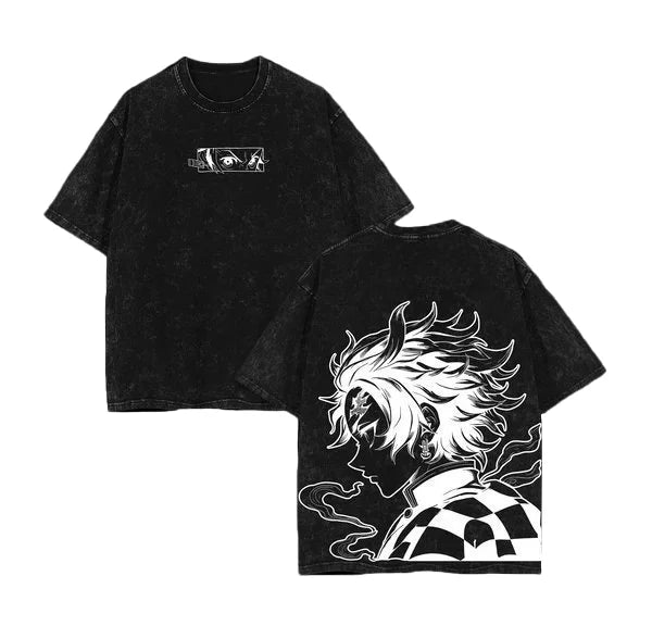 Demon Slayer Acid Washed T-shirt Oversized T-shirt