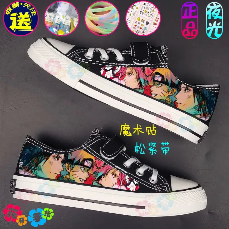 Anime Kids Canvas Glowing Shoes Naruto Sasuke