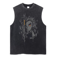 Demon Slayer Printed Men's Tank Tops Summer Y2k Washed 3