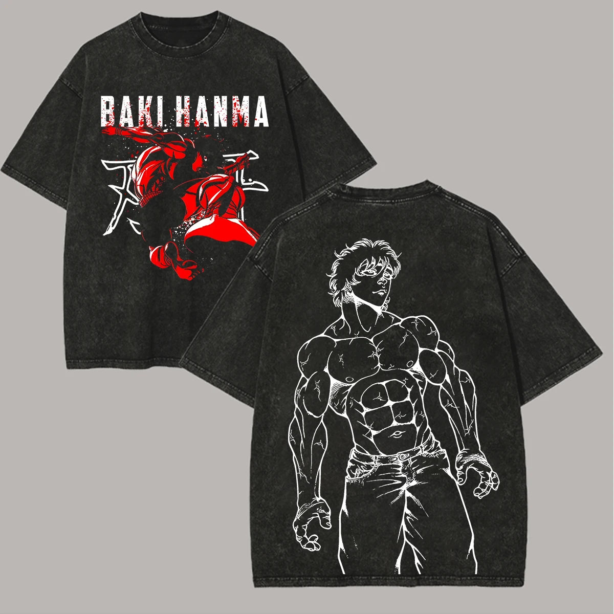Baki Hanma hot product New Model Washed T-shirt personality Clothes Retro Fashion Streetwear Trendy Couples Classic high quality