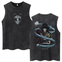 Acid Washed Gym Vest Oversized Demon Slayer 1