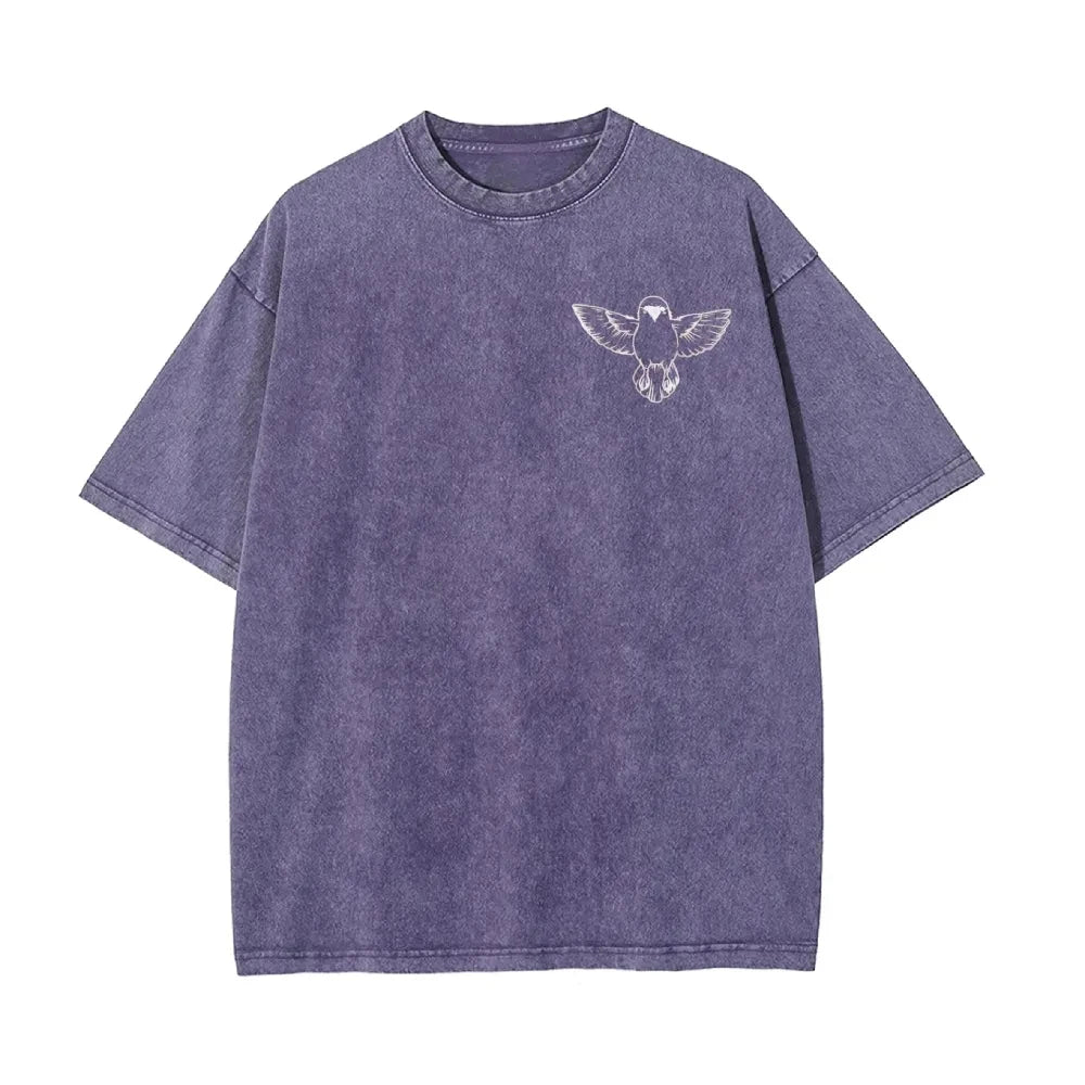 Retro Washed Old T-shirt Demon Slayer 90s Street Style Short-sleeved Top