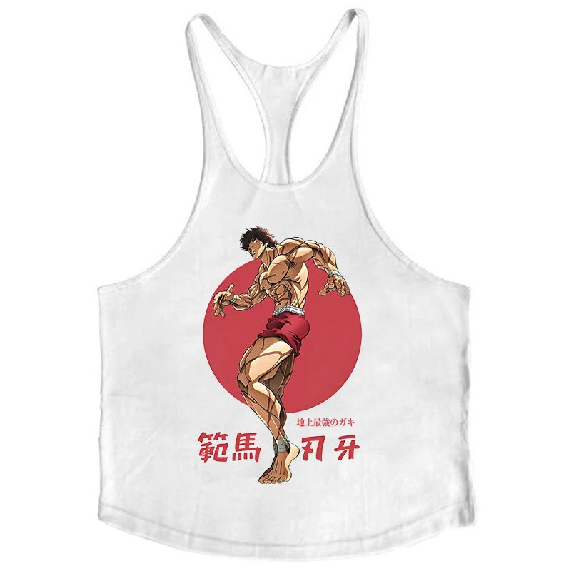 Baki Tank Tops Y-Back Vest Gym Muscle Training Athletic Workout Undershirt
