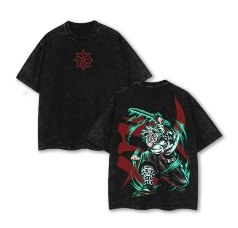 Demon Slayer Acid  Washed oversized T-Shirt