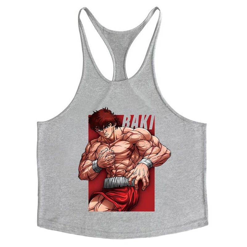 Baki Tank Tops Y-Back Vest Gym Muscle Training Athletic Workout Undershirt