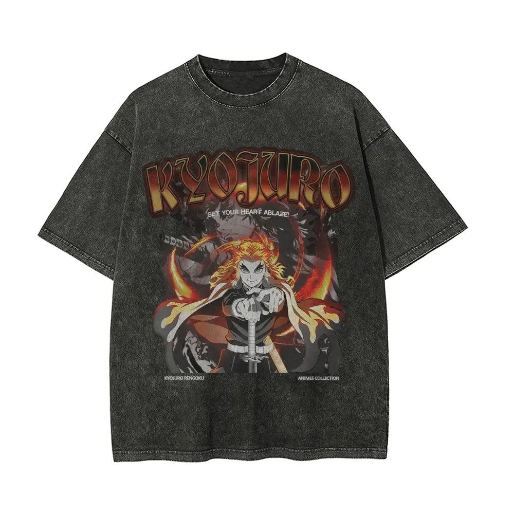 Demon Slayer Vintage Washed Graphic T Shirt