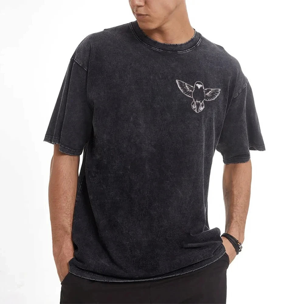 Retro Washed Old T-shirt Demon Slayer 90s Street Style Short-sleeved Top