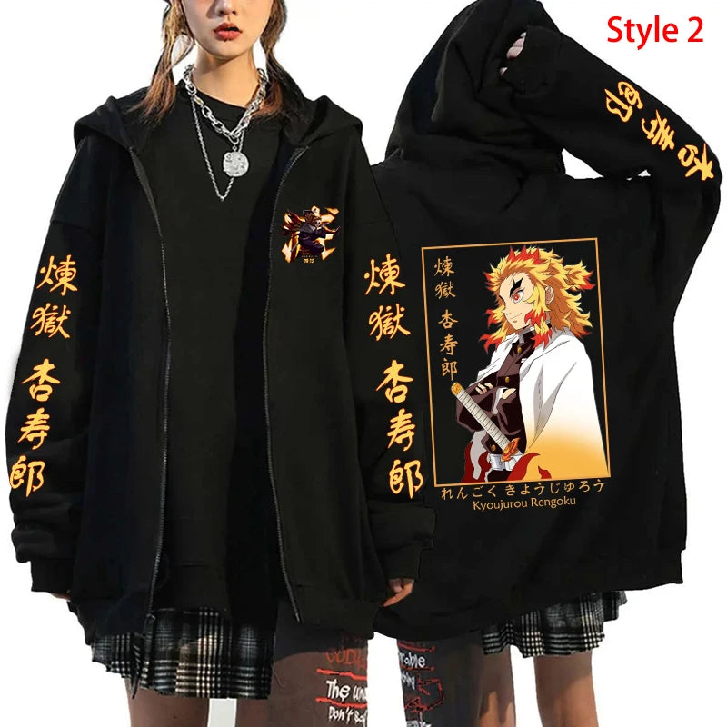 Rengoku Kyoujurou Casual Harajuku Zipper Hoodie