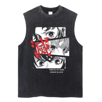 Demon Slayer Printed Men's Tank Tops Summer Y2k Washed 2