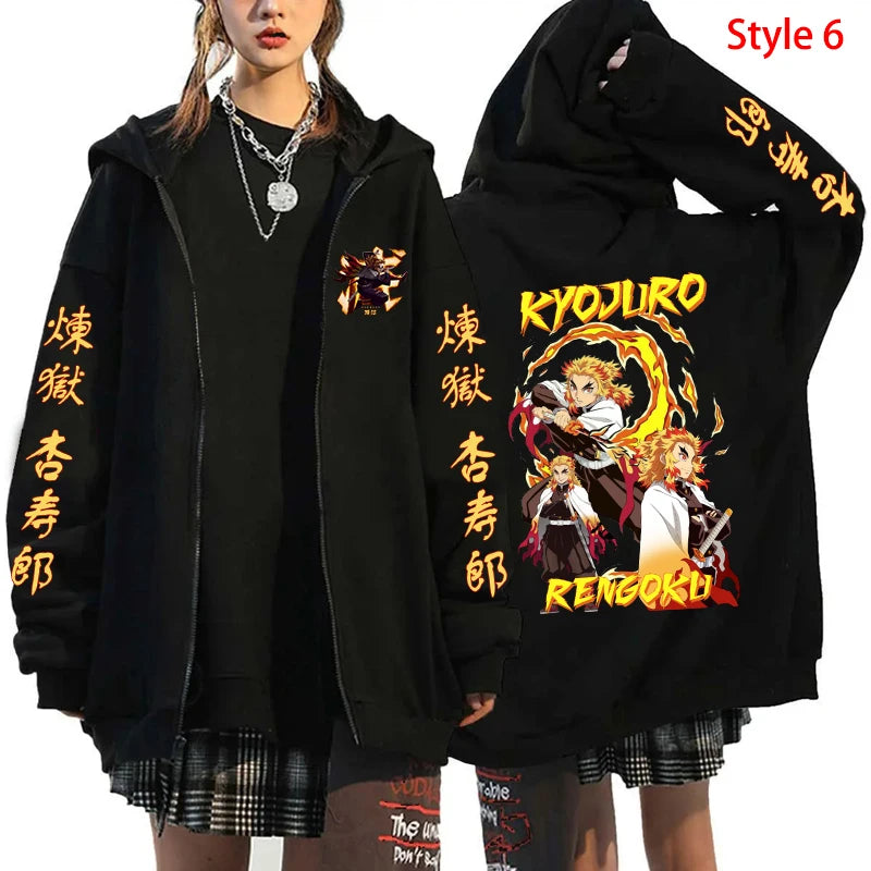 Rengoku Kyoujurou Casual Harajuku Zipper Hoodie