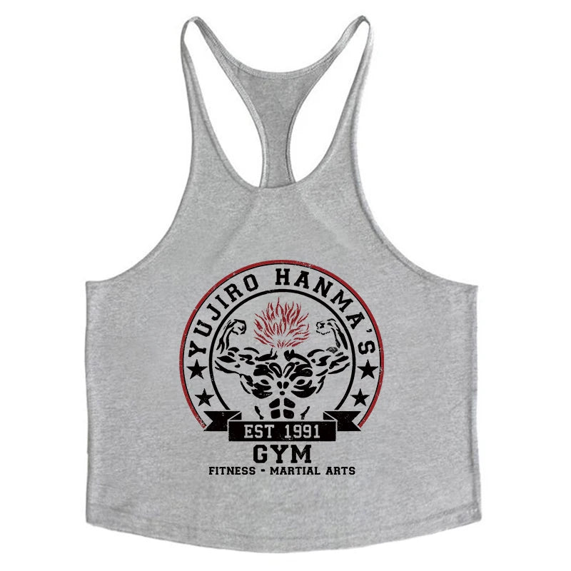 Baki Tank Tops Y-Back Vest Gym Muscle Training Athletic Workout Undershirt