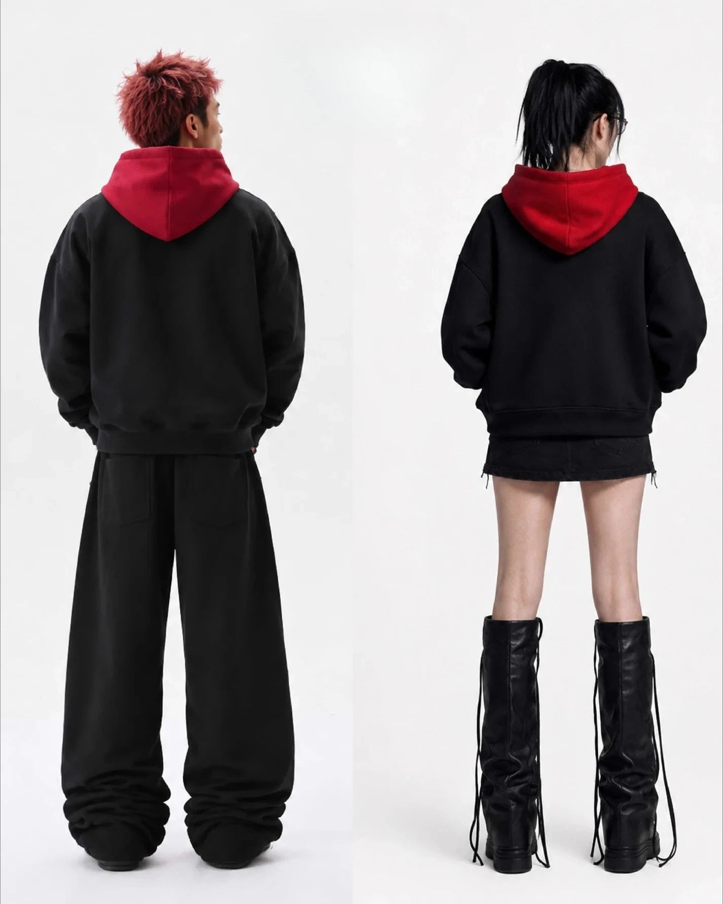 Red Itadori Hoodie Oversized Black Red Streetwear Jacket