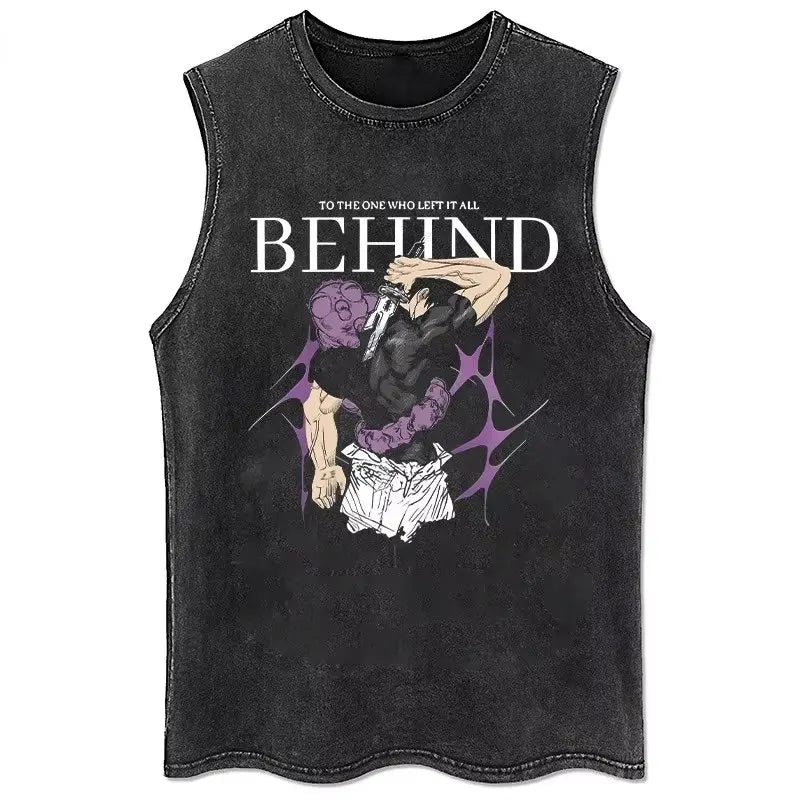 Jujutsu Kaisen Gym Vest Acid Washed Sleeveless Shirt