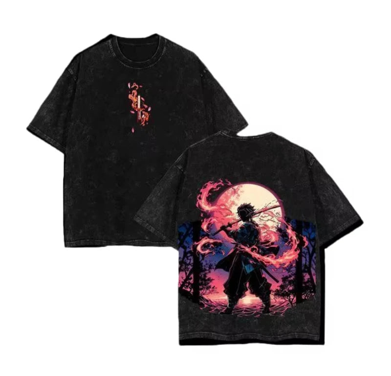Demon Slayer Acid  Washed oversized T-Shirt
