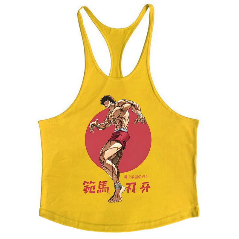 Baki Tank Tops Y-Back Vest Gym Muscle Training Athletic Workout Undershirt