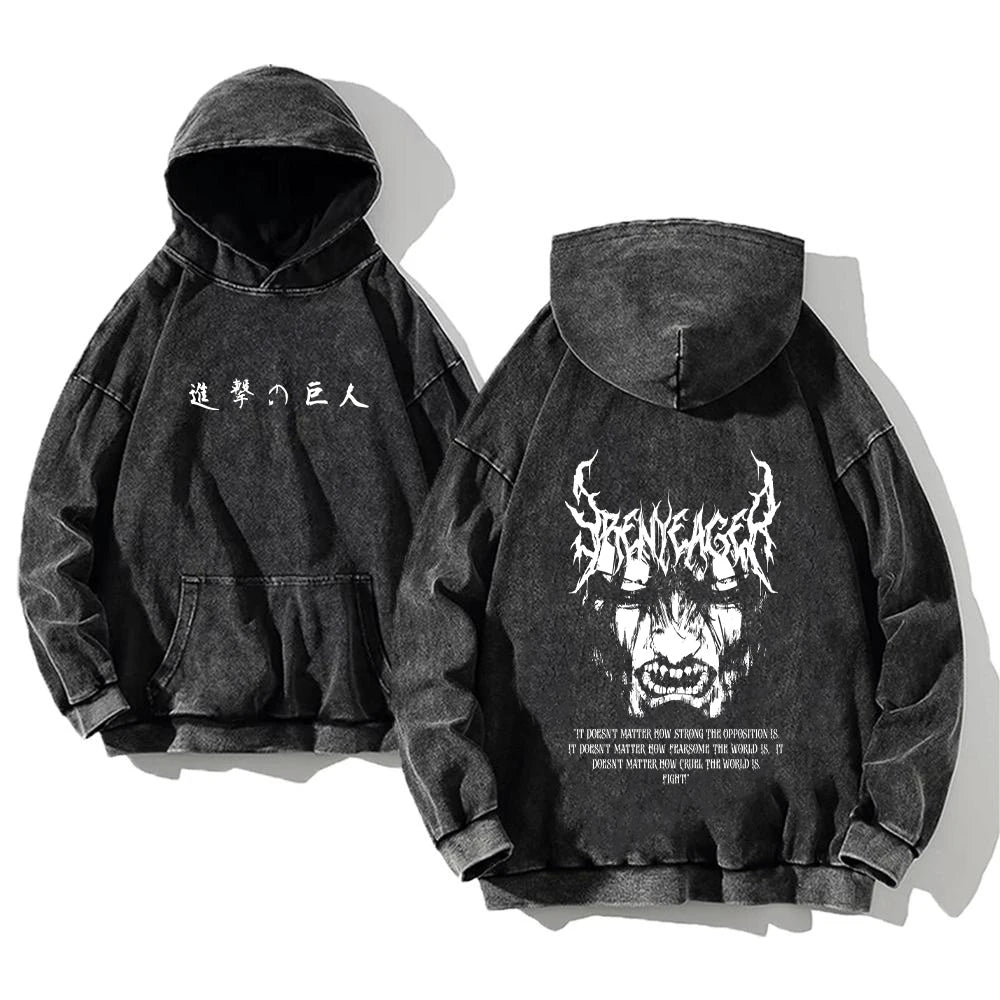 Acid Wash Attack on Titan Hoodie